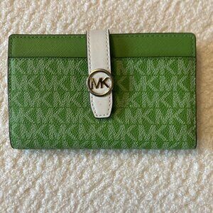 NWOT Michael Kors Green Wallet White Strap-Bright & Fresh Wallet